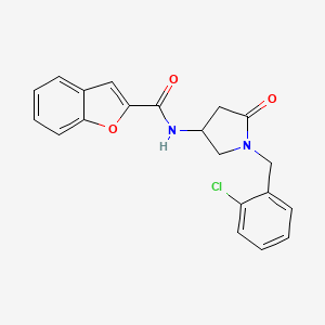 molecular formula C20H17ClN2O3 B6024571 N-[1-(2-chlorobenzyl)-5-oxo-3-pyrrolidinyl]-1-benzofuran-2-carboxamide 