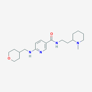 molecular formula C20H32N4O2 B6024616 N-[2-(1-methylpiperidin-2-yl)ethyl]-6-(oxan-4-ylmethylamino)pyridine-3-carboxamide 