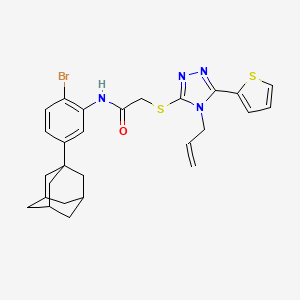 molecular formula C27H29BrN4OS2 B6024686 N-[5-(ADAMANTAN-1-YL)-2-BROMOPHENYL]-2-{[4-(PROP-2-EN-1-YL)-5-(THIOPHEN-2-YL)-4H-1,2,4-TRIAZOL-3-YL]SULFANYL}ACETAMIDE 