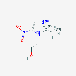 molecular formula C4[13C]2H9N[15N]2O3 B602499 Metronidazole-13C2,15N2 CAS No. 1173020-03-5