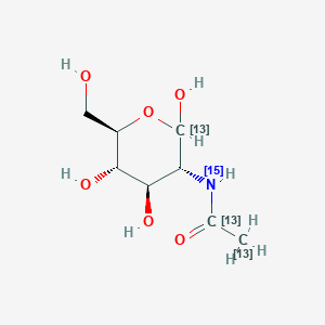 molecular formula 13C3C5H1515NO6 B602569 N-[1,2-13C2]acetyl-D-[1-13C;15N]glucosamine CAS No. 478529-43-0