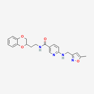 molecular formula C21H22N4O4 B6026878 N-[2-(2,3-dihydro-1,4-benzodioxin-2-yl)ethyl]-6-{[(5-methyl-3-isoxazolyl)methyl]amino}nicotinamide 
