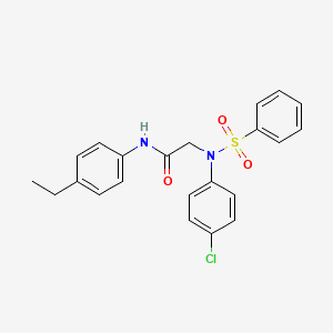 molecular formula C22H21ClN2O3S B6027716 N~2~-(4-chlorophenyl)-N~1~-(4-ethylphenyl)-N~2~-(phenylsulfonyl)glycinamide 