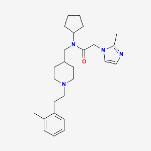molecular formula C26H38N4O B6028017 N-cyclopentyl-2-(2-methylimidazol-1-yl)-N-[[1-[2-(2-methylphenyl)ethyl]piperidin-4-yl]methyl]acetamide 
