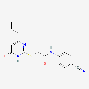 molecular formula C16H16N4O2S B6028221 N-(4-cyanophenyl)-2-[(4-hydroxy-6-propylpyrimidin-2-yl)sulfanyl]acetamide 