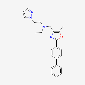 molecular formula C24H26N4O B6028280 N-ethyl-N-[[5-methyl-2-(4-phenylphenyl)-1,3-oxazol-4-yl]methyl]-2-pyrazol-1-ylethanamine 