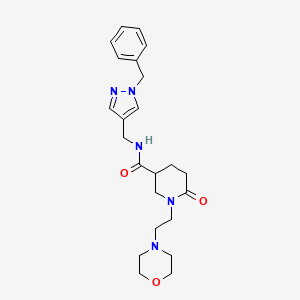 molecular formula C23H31N5O3 B6028450 N-[(1-benzyl-1H-pyrazol-4-yl)methyl]-1-[2-(4-morpholinyl)ethyl]-6-oxo-3-piperidinecarboxamide 