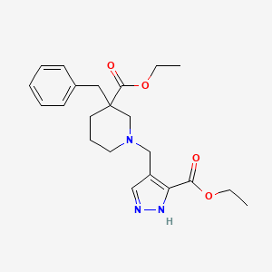 molecular formula C22H29N3O4 B6028527 ethyl 3-benzyl-1-[(5-ethoxycarbonyl-1H-pyrazol-4-yl)methyl]piperidine-3-carboxylate 