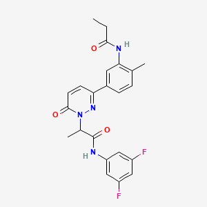 molecular formula C23H22F2N4O3 B6028702 N-(3,5-difluorophenyl)-2-{3-[4-methyl-3-(propanoylamino)phenyl]-6-oxopyridazin-1(6H)-yl}propanamide 