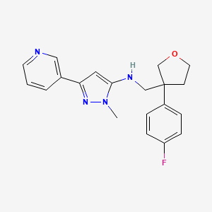 molecular formula C20H21FN4O B6028898 N-[[3-(4-fluorophenyl)oxolan-3-yl]methyl]-2-methyl-5-pyridin-3-ylpyrazol-3-amine 