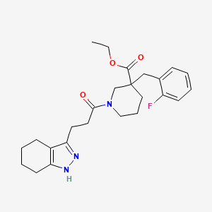 molecular formula C25H32FN3O3 B6029063 ethyl 3-[(2-fluorophenyl)methyl]-1-[3-(4,5,6,7-tetrahydro-1H-indazol-3-yl)propanoyl]piperidine-3-carboxylate 
