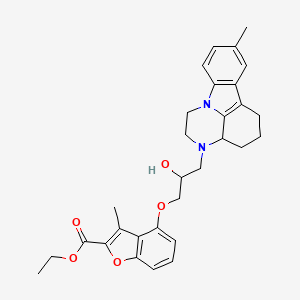molecular formula C30H34N2O5 B6029444 Ethyl 4-[2-hydroxy-3-(12-methyl-1,4-diazatetracyclo[7.6.1.05,16.010,15]hexadeca-9(16),10(15),11,13-tetraen-4-yl)propoxy]-3-methyl-1-benzofuran-2-carboxylate 