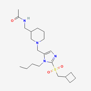 molecular formula C21H36N4O3S B6029486 N-[[1-[[3-butyl-2-(cyclobutylmethylsulfonyl)imidazol-4-yl]methyl]piperidin-3-yl]methyl]acetamide 