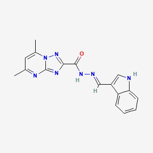 molecular formula C17H15N7O B6029797 N'-[(E)-(1H-INDOL-3-YL)METHYLIDENE]-5,7-DIMETHYL-[1,2,4]TRIAZOLO[1,5-A]PYRIMIDINE-2-CARBOHYDRAZIDE 