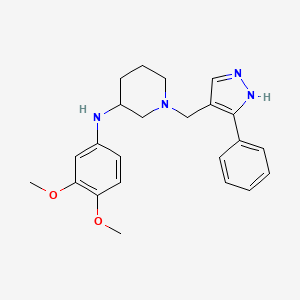 molecular formula C23H28N4O2 B6029833 N-(3,4-dimethoxyphenyl)-1-[(5-phenyl-1H-pyrazol-4-yl)methyl]piperidin-3-amine 