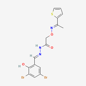 molecular formula C15H13Br2N3O3S B6030211 N-[(E)-(3,5-dibromo-2-hydroxyphenyl)methylideneamino]-2-[(E)-1-thiophen-2-ylethylideneamino]oxyacetamide 