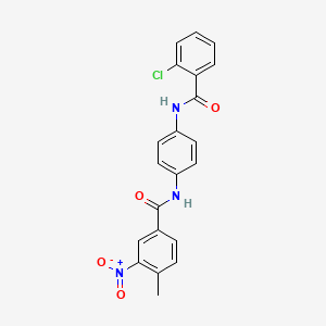 molecular formula C21H16ClN3O4 B6030522 N-[4-[(2-chlorobenzoyl)amino]phenyl]-4-methyl-3-nitrobenzamide 