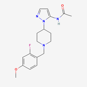 molecular formula C18H23FN4O2 B6030584 N-[2-[1-[(2-fluoro-4-methoxyphenyl)methyl]piperidin-4-yl]pyrazol-3-yl]acetamide 