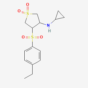 molecular formula C15H21NO4S2 B6030729 N-cyclopropyl-4-(4-ethylphenyl)sulfonyl-1,1-dioxothiolan-3-amine 