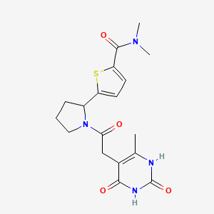 molecular formula C18H22N4O4S B6030731 N,N-dimethyl-5-[1-[2-(6-methyl-2,4-dioxo-1H-pyrimidin-5-yl)acetyl]pyrrolidin-2-yl]thiophene-2-carboxamide 