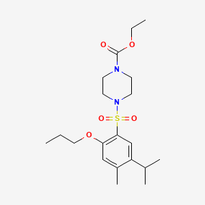 molecular formula C20H32N2O5S B603130 Ethyl 4-[4-methyl-5-(propan-2-yl)-2-propoxybenzenesulfonyl]piperazine-1-carboxylate CAS No. 1246821-79-3