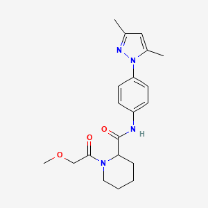 molecular formula C20H26N4O3 B6031308 N-[4-(3,5-dimethylpyrazol-1-yl)phenyl]-1-(2-methoxyacetyl)piperidine-2-carboxamide 
