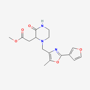 molecular formula C16H19N3O5 B6031341 Methyl 2-[1-[[2-(furan-3-yl)-5-methyl-1,3-oxazol-4-yl]methyl]-3-oxopiperazin-2-yl]acetate 