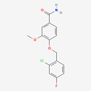 molecular formula C15H13ClFNO3 B603136 4-((2-Chloro-4-fluorobenzyl)oxy)-3-methoxybenzamide CAS No. 1706463-09-3