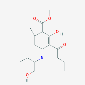 molecular formula C18H29NO5 B6031735 Methyl 3-butanoyl-2-hydroxy-4-(1-hydroxybutan-2-ylimino)-6,6-dimethylcyclohex-2-ene-1-carboxylate 
