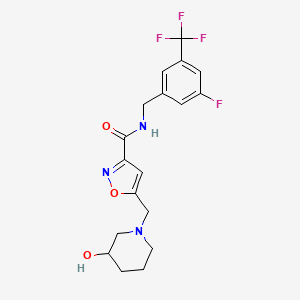 molecular formula C18H19F4N3O3 B6031774 N-[[3-fluoro-5-(trifluoromethyl)phenyl]methyl]-5-[(3-hydroxypiperidin-1-yl)methyl]-1,2-oxazole-3-carboxamide 
