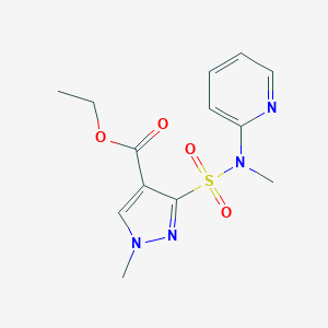 molecular formula C13H16N4O4S B060319 Ethyl 1-methyl-3-((methyl-2-pyridinylamino)sulfonyl)-1H-pyrazole-4-carboxylate CAS No. 178880-02-9