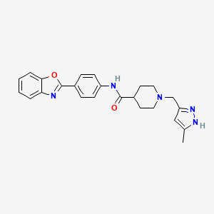 molecular formula C24H25N5O2 B6031979 N-[4-(1,3-benzoxazol-2-yl)phenyl]-1-[(5-methyl-1H-pyrazol-3-yl)methyl]piperidine-4-carboxamide 