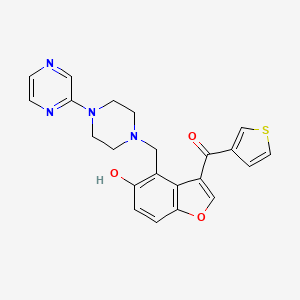 molecular formula C22H20N4O3S B603199 (5-Hydroxy-4-{[4-(pyrazin-2-yl)piperazin-1-yl]methyl}-1-benzofuran-3-yl)(thiophen-3-yl)methanone CAS No. 1676069-23-0
