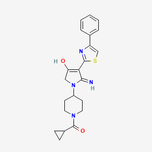 molecular formula C22H24N4O2S B603200 cyclopropyl{4-[4-hydroxy-2-imino-3-(4-phenyl-1,3-thiazol-2-yl)-2,5-dihydro-1H-pyrrol-1-yl]piperidin-1-yl}methanone CAS No. 1676085-51-0