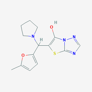 molecular formula C14H16N4O2S B603221 5-[(5-methyl-2-furyl)(1-pyrrolidinyl)methyl][1,3]thiazolo[3,2-b][1,2,4]triazol-6-ol CAS No. 1326630-58-3