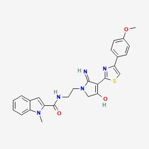 molecular formula C26H25N5O3S B603227 N-(2-{4-hydroxy-2-imino-3-[4-(4-methoxyphenyl)-1,3-thiazol-2-yl]-2,5-dihydro-1H-pyrrol-1-yl}ethyl)-1-methyl-1H-indole-2-carboxamide CAS No. 1676054-88-8