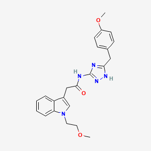 molecular formula C23H25N5O3 B603240 N-[5-(4-methoxybenzyl)-1H-1,2,4-triazol-3-yl]-2-[1-(2-methoxyethyl)-1H-indol-3-yl]acetamide CAS No. 1676074-21-7