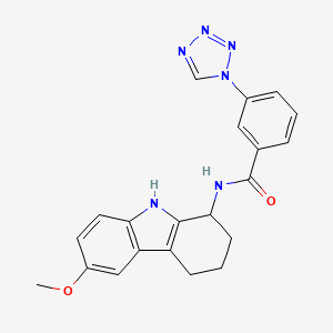 molecular formula C21H20N6O2 B603242 N-(6-methoxy-2,3,4,9-tetrahydro-1H-carbazol-1-yl)-3-(1H-tetrazol-1-yl)benzamide CAS No. 1676085-60-1