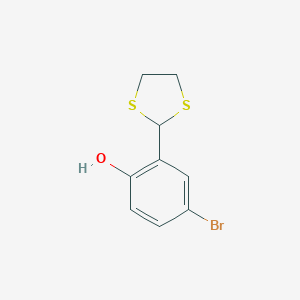 molecular formula C9H9BrOS2 B060325 4-Bromo-2-(1,3-dithiolan-2-yl)phenol CAS No. 175276-78-5