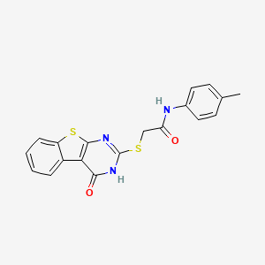 molecular formula C19H15N3O2S2 B6032522 N-(4-methylphenyl)-2-[(4-oxo-3,4-dihydro[1]benzothieno[2,3-d]pyrimidin-2-yl)sulfanyl]acetamide 