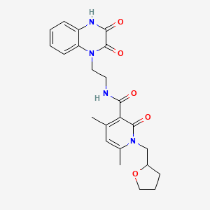 molecular formula C23H26N4O5 B603256 N-[2-(3-hydroxy-2-oxo-1(2H)-quinoxalinyl)ethyl]-4,6-dimethyl-2-oxo-1-(tetrahydro-2-furanylmethyl)-1,2-dihydro-3-pyridinecarboxamide CAS No. 1676072-69-7