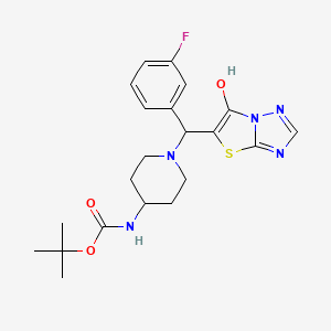 molecular formula C21H26FN5O3S B603257 tert-butyl 1-[(3-fluorophenyl)(6-hydroxy[1,3]thiazolo[3,2-b][1,2,4]triazol-5-yl)methyl]-4-piperidinylcarbamate CAS No. 1676069-64-9