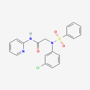 molecular formula C19H16ClN3O3S B6032715 N~2~-(3-chlorophenyl)-N~2~-(phenylsulfonyl)-N-pyridin-2-ylglycinamide 