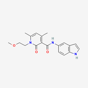 molecular formula C19H21N3O3 B603279 N-(1H-indol-5-yl)-1-(2-methoxyethyl)-4,6-dimethyl-2-oxo-1,2-dihydro-3-pyridinecarboxamide CAS No. 1676073-50-9