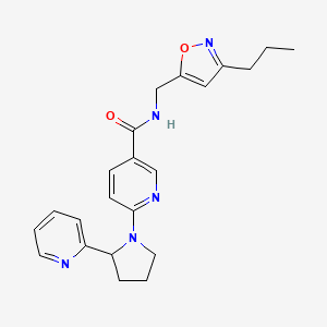 molecular formula C22H25N5O2 B6032794 N-[(3-propyl-1,2-oxazol-5-yl)methyl]-6-(2-pyridin-2-ylpyrrolidin-1-yl)pyridine-3-carboxamide 
