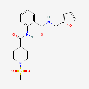 molecular formula C19H23N3O5S B6032850 N-(2-{[(FURAN-2-YL)METHYL]CARBAMOYL}PHENYL)-1-METHANESULFONYLPIPERIDINE-4-CARBOXAMIDE 