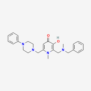 molecular formula C26H32N4O2 B603294 2-((benzyl(methyl)amino)methyl)-3-hydroxy-1-methyl-6-((4-phenylpiperazin-1-yl)methyl)pyridin-4(1H)-one CAS No. 1676101-87-3