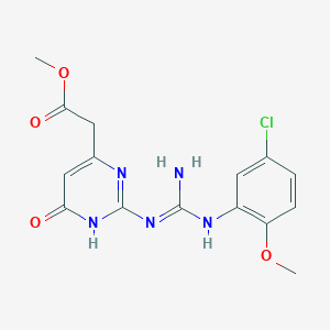 molecular formula C15H16ClN5O4 B6033089 METHYL 2-{2-[N'-(5-CHLORO-2-METHOXYPHENYL)CARBAMIMIDAMIDO]-6-OXO-3,6-DIHYDROPYRIMIDIN-4-YL}ACETATE 