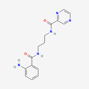 molecular formula C15H17N5O2 B603326 N-{3-[(2-aminobenzoyl)amino]propyl}-2-pyrazinecarboxamide CAS No. 947037-55-0
