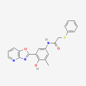 molecular formula C21H17N3O3S B603368 N-(4-HYDROXY-3-METHYL-5-{[1,3]OXAZOLO[4,5-B]PYRIDIN-2-YL}PHENYL)-2-(PHENYLSULFANYL)ACETAMIDE CAS No. 896660-81-4